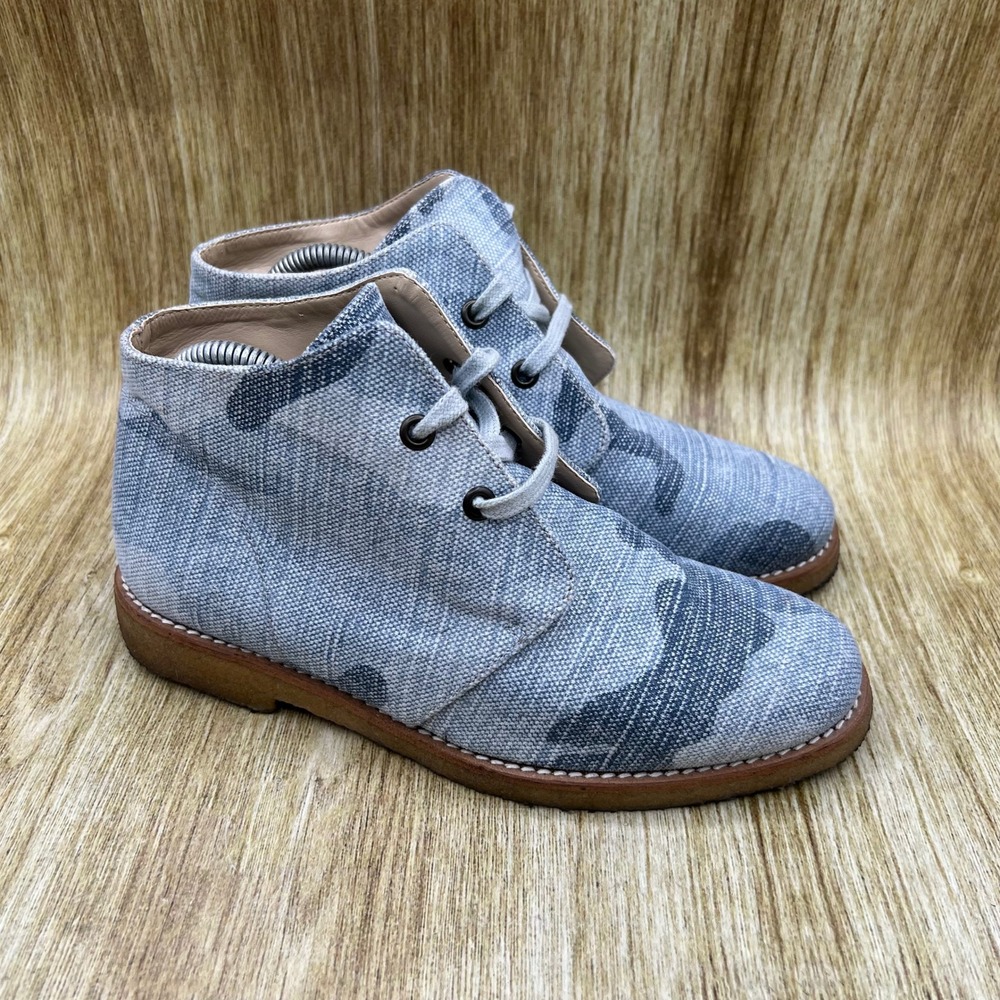 Stella McCartney Camo Canvas Desert Boots Women's Size 6 Blue Shoes 341092 - Picture 1 of 10